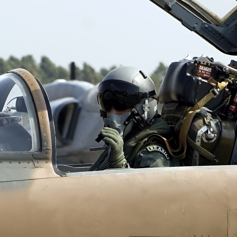 Pilot inside of jet.