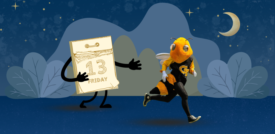 A calendar showing Friday the 13th chasing after Buzz to give him bad luck