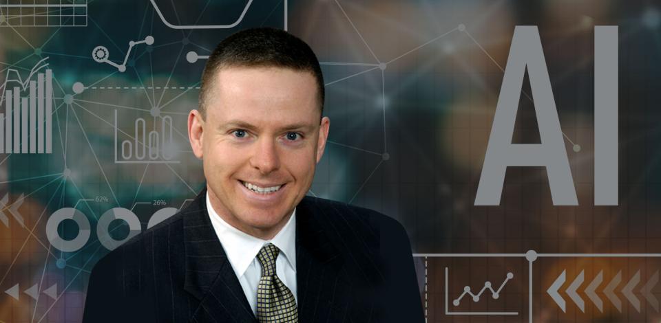 Darrell Kent Photo of Darrell Kent, Supply Chain and Logistics Instructor on a graphic background