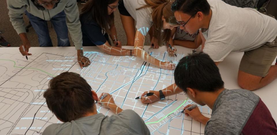 Georgia Tech students testing out an early version of the Map Spot tool