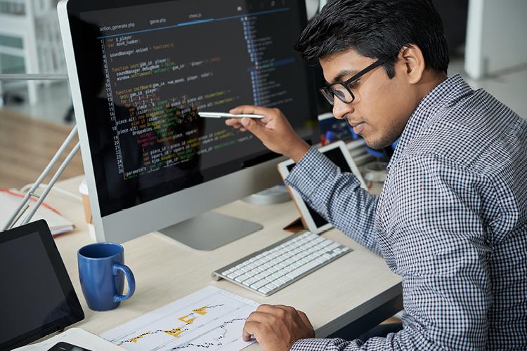 A person working on a computer