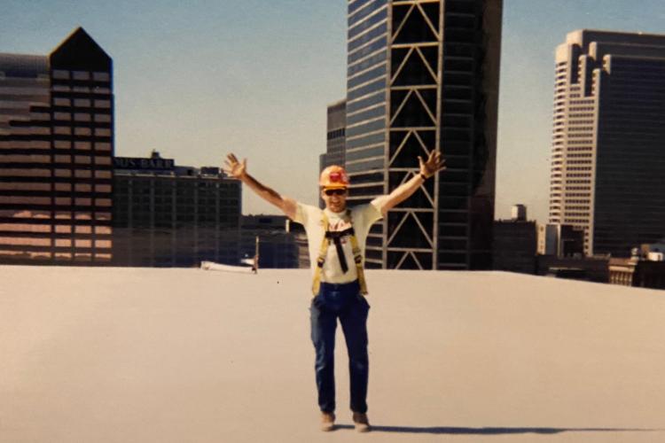 Sean Schuyler standing on top of the Dome at America's Center in St. Louis, Missouri