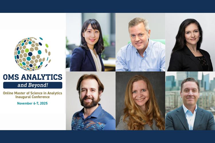 OMS conference logo and headshots of 6 speakers