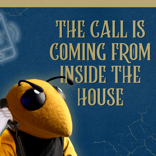 Buzz on the phone with text reading "The call is coming from inside the house"