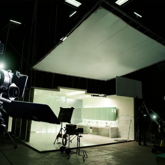 Behind the scenes of making of movie and TV commercial.